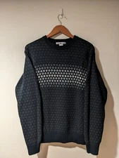 Vintage 90s Geoffrey Beene Green White Medium Knitted Sweater