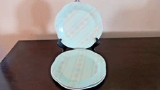 Grestel Portugal Stoneware Salad Plates x3 Pale Green,Pink Stripes,Floral