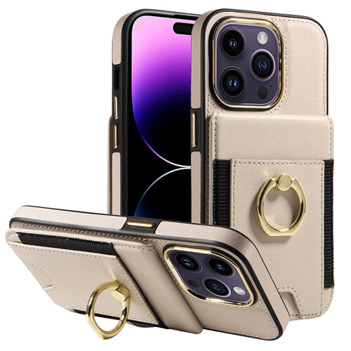 Leather Cover For iPhone 16 Plus 15 Pro Max 14 13 12 Wallet Back Case W/Ring - Bild 6 von 20