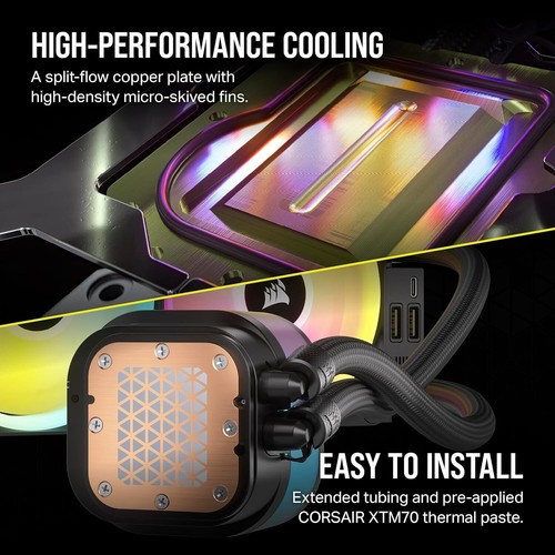 CORSAIR iCUE Link H100i RGB Liquid CPU Cooler 240mm AIO - QX120 RGB Wentylatory (używane) - Zdjęcie 11 z 12