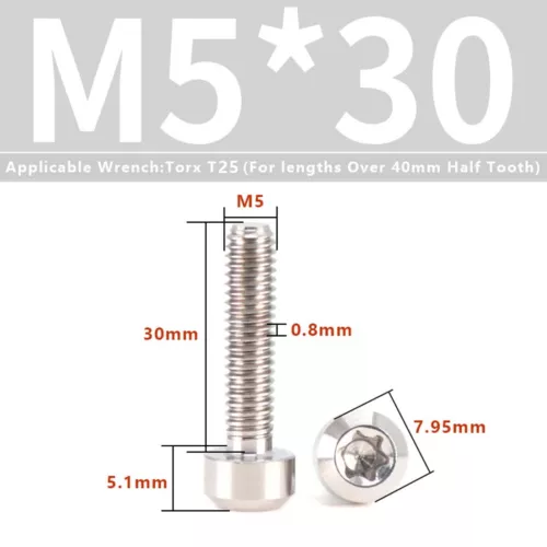 M4M5M6M8M10 Titanium Bolts Taper Cone Socket Head Motorcycle Modification Screws - Picture 179 of 205