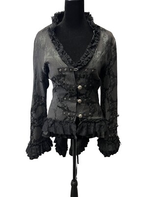 Hearts & Roses Steampunk Jacket Tail Black Women's US 8 UK 12
