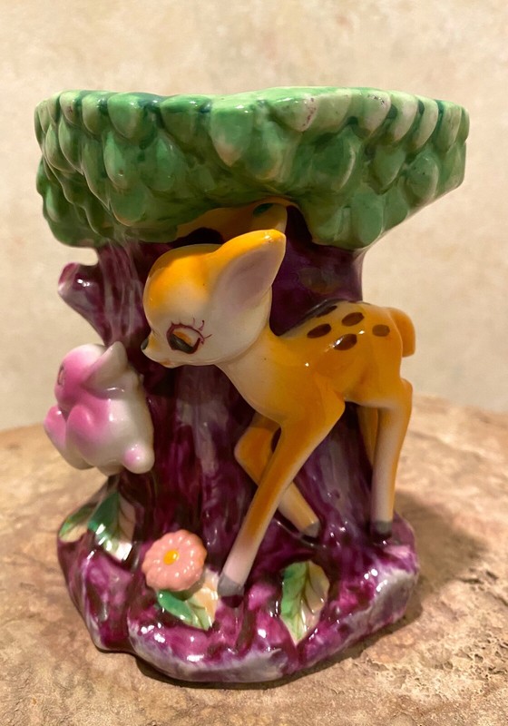Bambi & Thumper inspired porcelain planter Royal hand paint Japan 3 1/2 x 4 1/2