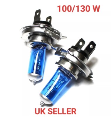 2X H4 P43T 100/130W Super Weiß Xenon HID Upgrade Scheinwerfer Lampen 12V