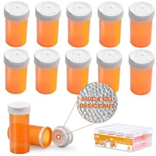6 Dram 12pcs Empty Pill Bottles with Desiccant Caps Pharmacy Vial  Container
