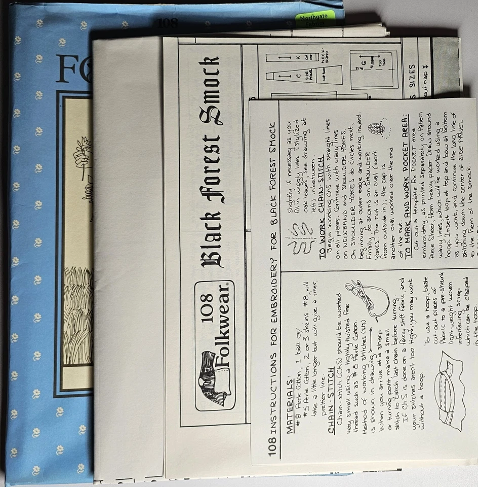 Folkwear Black Forest Smock 108 Men/Women VINTAGE 1982 Unused-F3  - Image 3 of 3