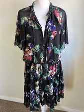 Ralph Lauren Black Label Georgette Dress sz 12 $165 Floral Crinkle classic new