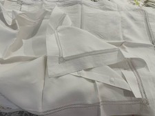Lot 2 Shams 100 Pure Linen Off White Standard Vintage French Irish Hemstitch