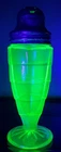 Vintage Green Uranium Depression Glass Anchor Hocking Block Optic Salt Shaker