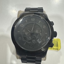 Michael Kors Runway Watch Men MK-8157 Black Chronograph New With All Plastic
