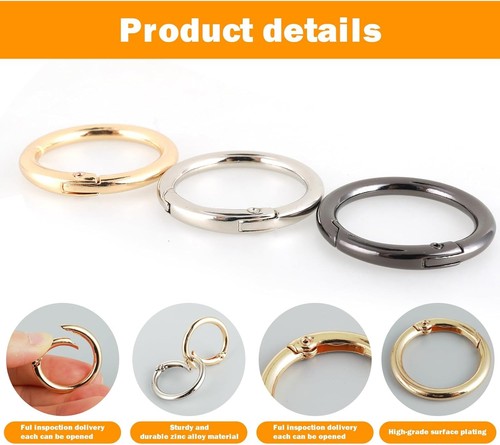 Ouligay 12Pcs Spring O Rings Metal Round Small, Gold, Silver, Black - Picture 4 of 8