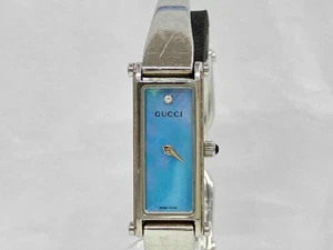 Montre GUCCI 1500L cadran bleu clair coque 1P diamant quartz d'occasion acier inoxydable