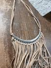 Vtg Chico's Silver+Suede Leather Fringe Cleopatra Bib Necklace Western Statement — photo 10
