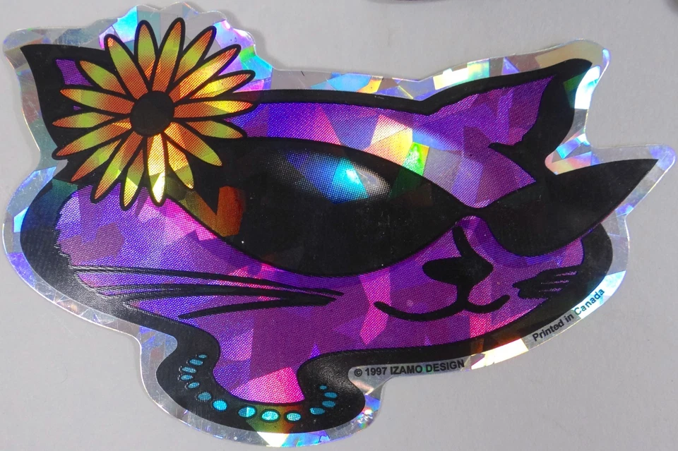Vtg Izamo Tribal Stickers Prism Holographic Cat Daisy Hip Hop Urban Friends 90s - Image 2 of 4