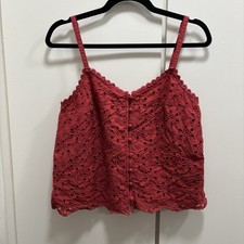 Abercrombie Fitch Medium Eyelet Lace Red Tank Top Cottagecore Boho