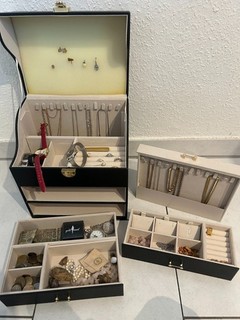 Großes Nachlass Schmuckkonvolut im Koffer: Taschenuhren Ketten Fossilien & Alt