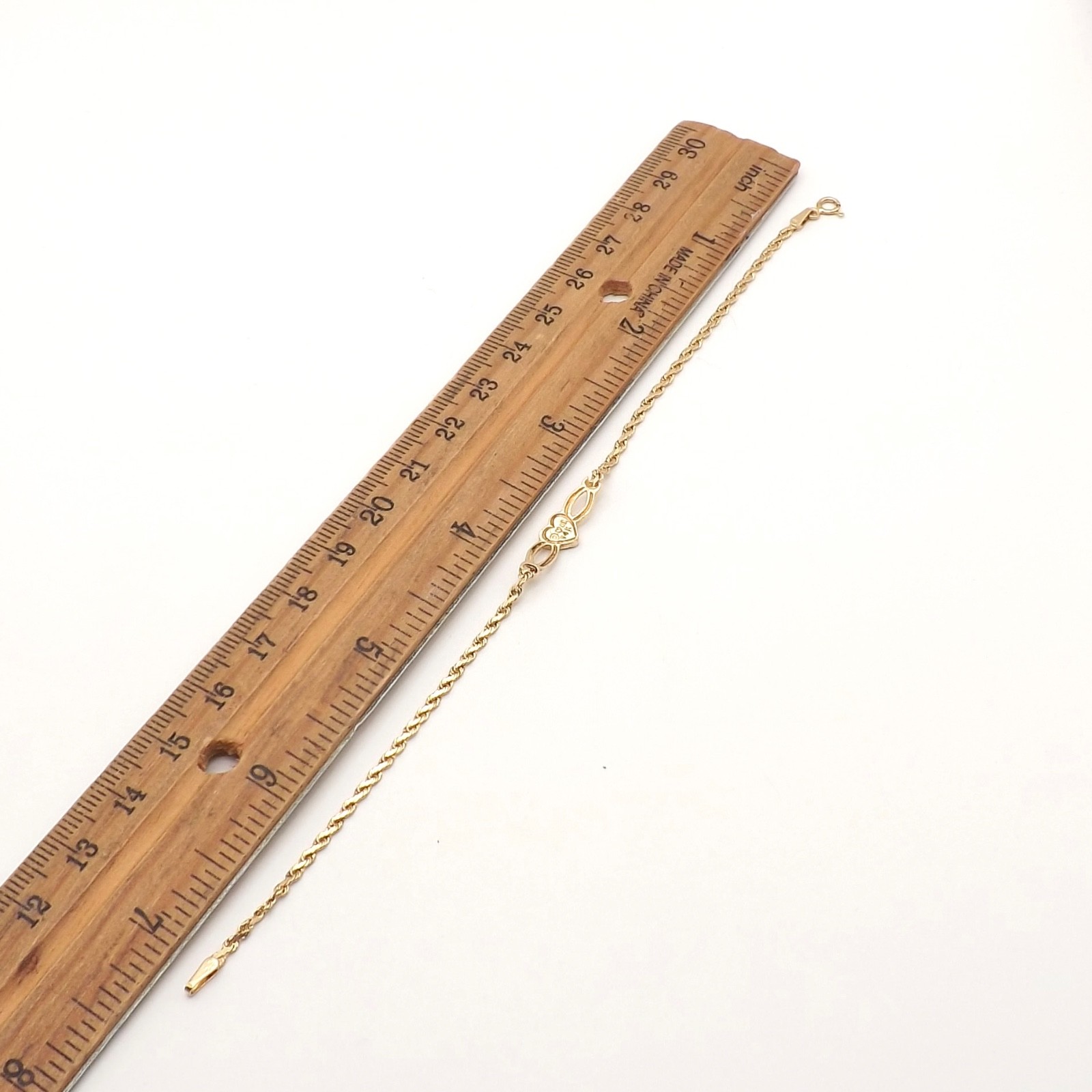 Solid 14k Gold Infinity Heart Bar Bracelet Natura… - image 3