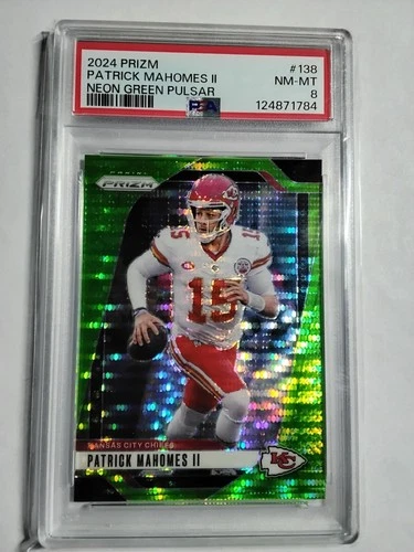 2024 Prizm Neon Green Pulsar Patrick Mahomes PSA 8