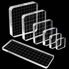 7 Pieces Stamp Blocks Acrylic Clear Stamping Blocks Tools with Grid Lines for Sc