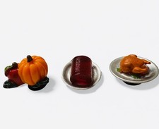 Set of 3 Crocs Jibbitz Thanksgiving Charms Cranberry Turkey Pumpkin 3D New