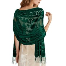 Women Velvet Scarfs Shawls and Wraps for Evening Dresses Wedding Shawl Green