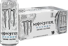 Monster Energy Zero Ultra Sugar Free Energy Drink 16 Ounce Pack of 15.