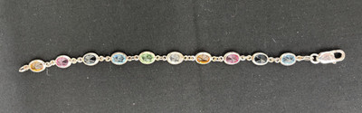 Milor 7'' mehrfarbiges ovales Kristall Sterlingsilber (925) Armband Made in Italy