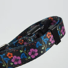 Morning Glory Flower Design Adjustable Dog Collar S/M/L Durable Nylon Pet Collar
