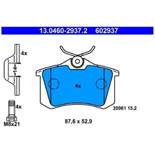 Satz Bremsbeläge Bremsklötze hinten für Audi TT 8N9 | 24609648