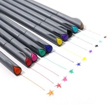 Fineliner Color Pen Set 0.38mm Fiber Nibs 10 Pack Assorted Colors Fine Line