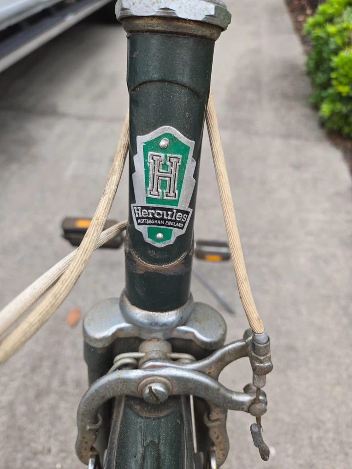 1960 Hercules bicicleta de 3 velocidades, Nottingham Inglaterra (verde) vintage - Imagem 3 de 4