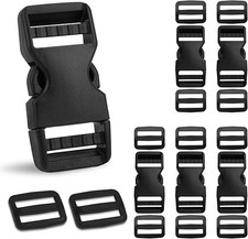 6Set Buckles for Nylon Webbing Straps 1", Quick Side Release Plastic Buckles Cli