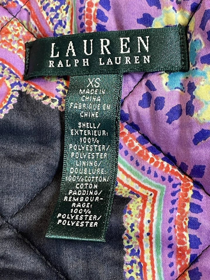 Chaleco Acolchado Lauren Ralph Lauren XS Negro Cachemira Forrado Bolsillos Frontales a Presión Foto 3 de 4