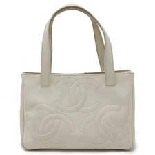 Chanel Triple Coco Mark Handbag Women White One Size
