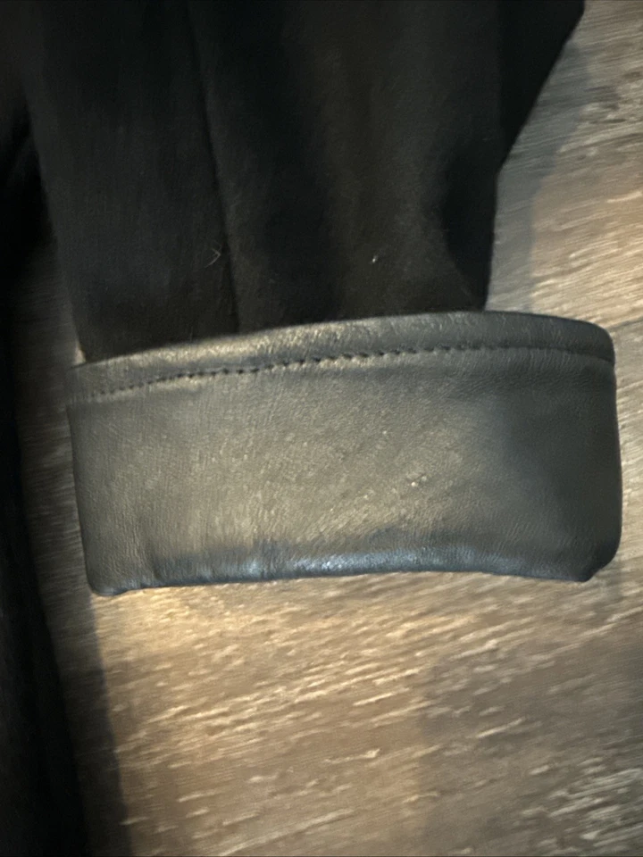 Gabardina Trendz vintage años 80 negra 80 % lana 20 % nailon cuero talla 3/4 hecha en EE. UU. Foto 3 de 4