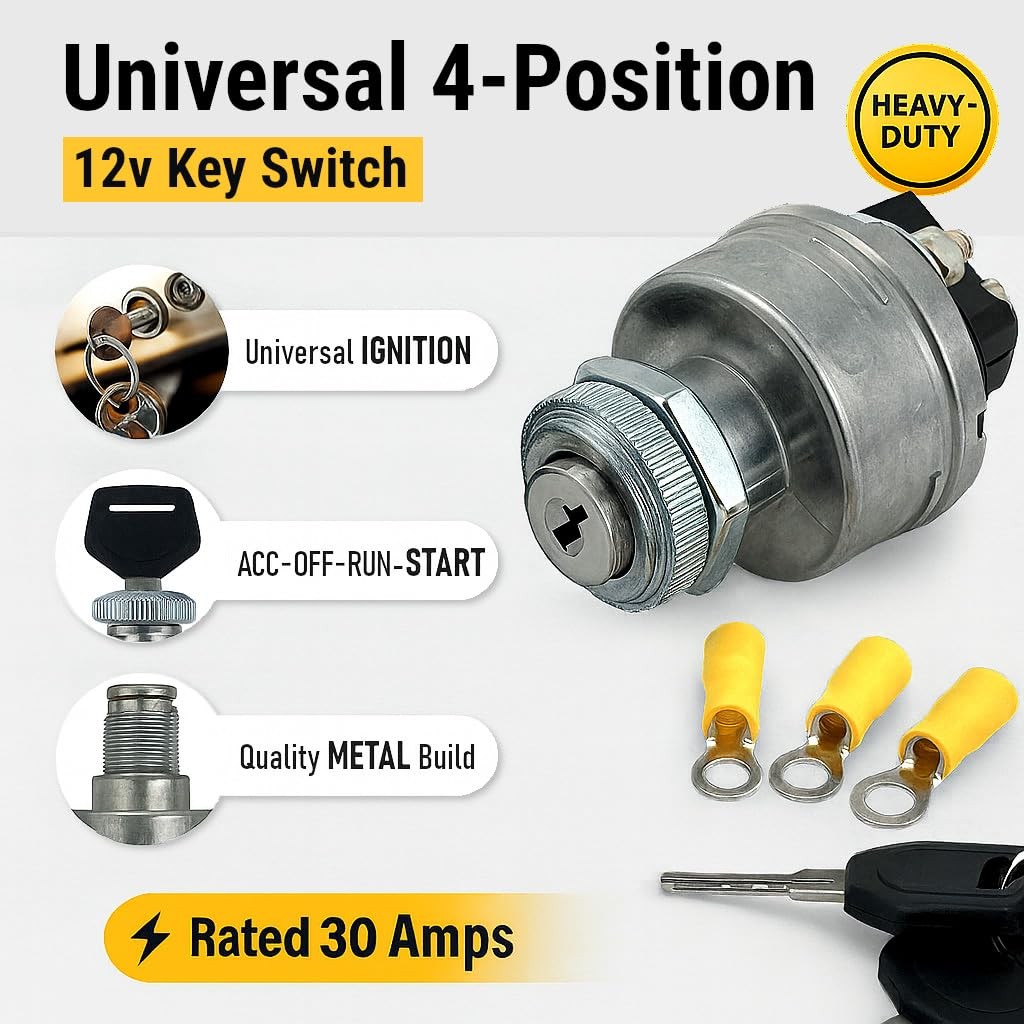 MGI SpeedWare 4-Position Universal Ignition Key Switch for 12V Car