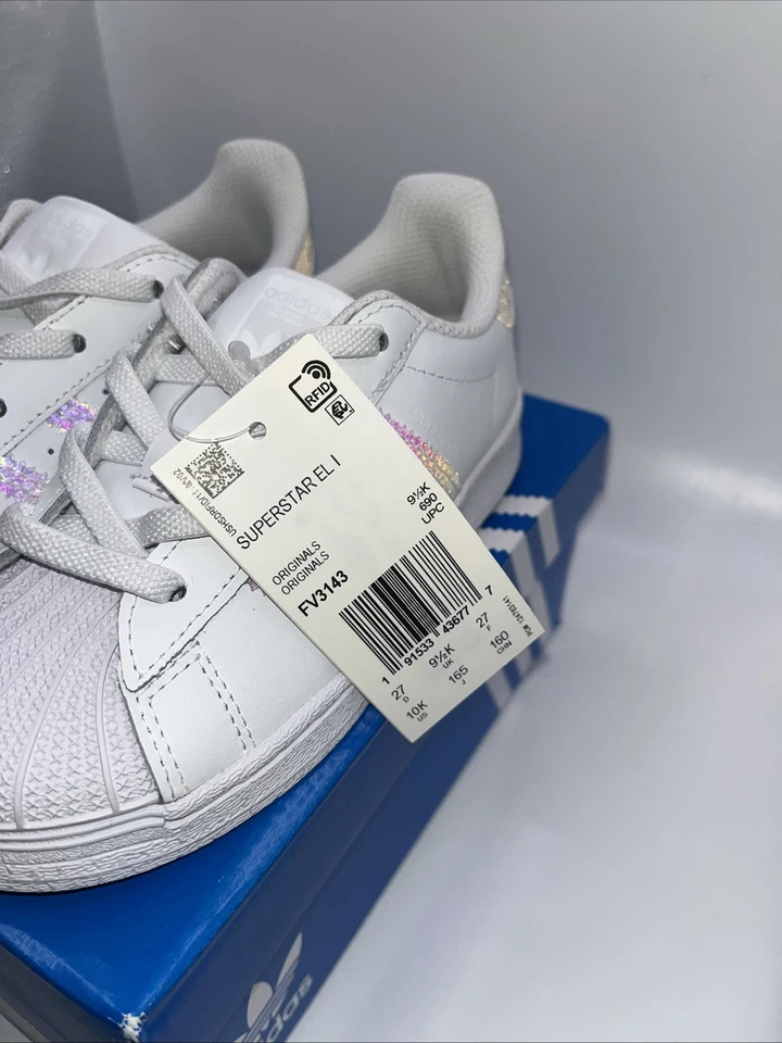 Adidas Superstar EL I Niño Pequeño Talla 10k Blanco 3 Rayas FV3143 Cordones elásticos Sin cordones Foto 3 de 4