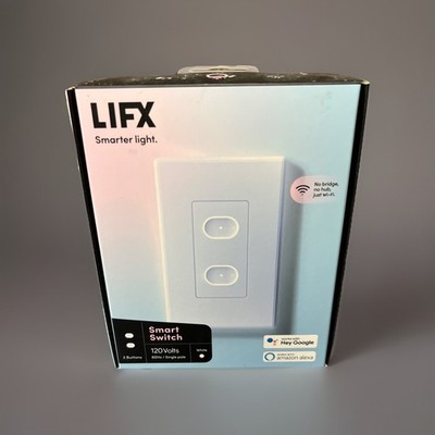 LIFX Smart Switch 2-Button White Wi-Fi In-Wall Touch Light Switch LFSPWHT1FUS