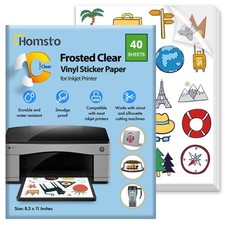 Vinyl Sticker , Frosty Clear Printable Sticker for Inkjet Printer, Quick Dryi...