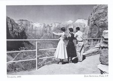 Zion National Park Tourists Utah Postcard Circa 1955