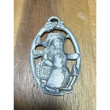 Longaberger Snow Friends Tie On Ornament Pewter 1999 Snowman