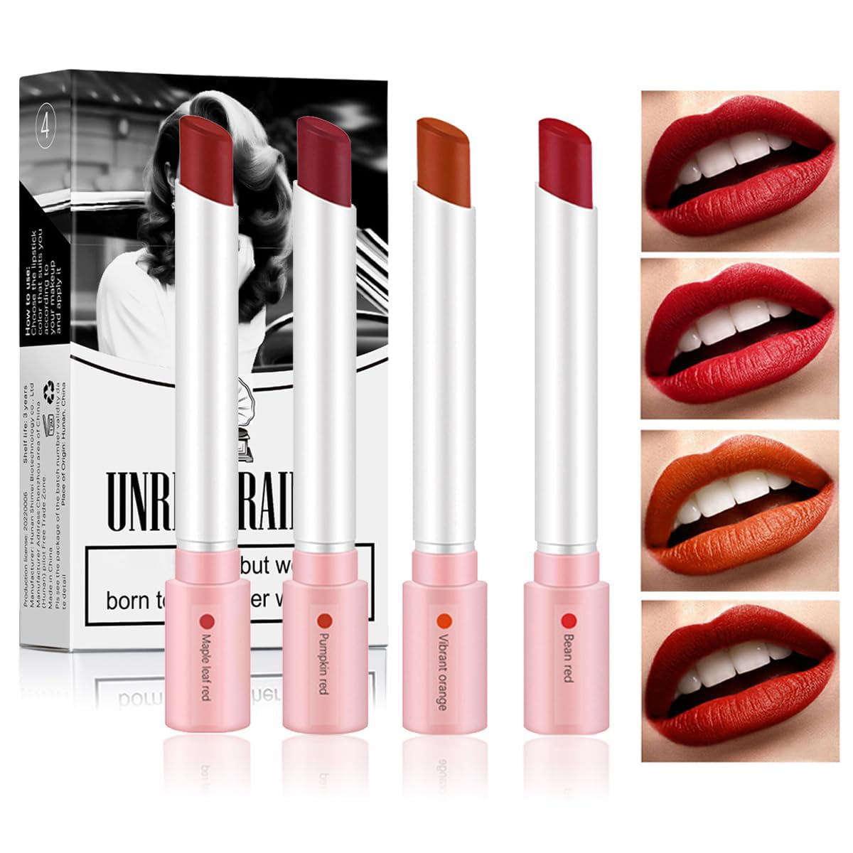 4-Color Mini Velvet Lipstick Lip Tint - 24H Long Lasting Lip Stain  