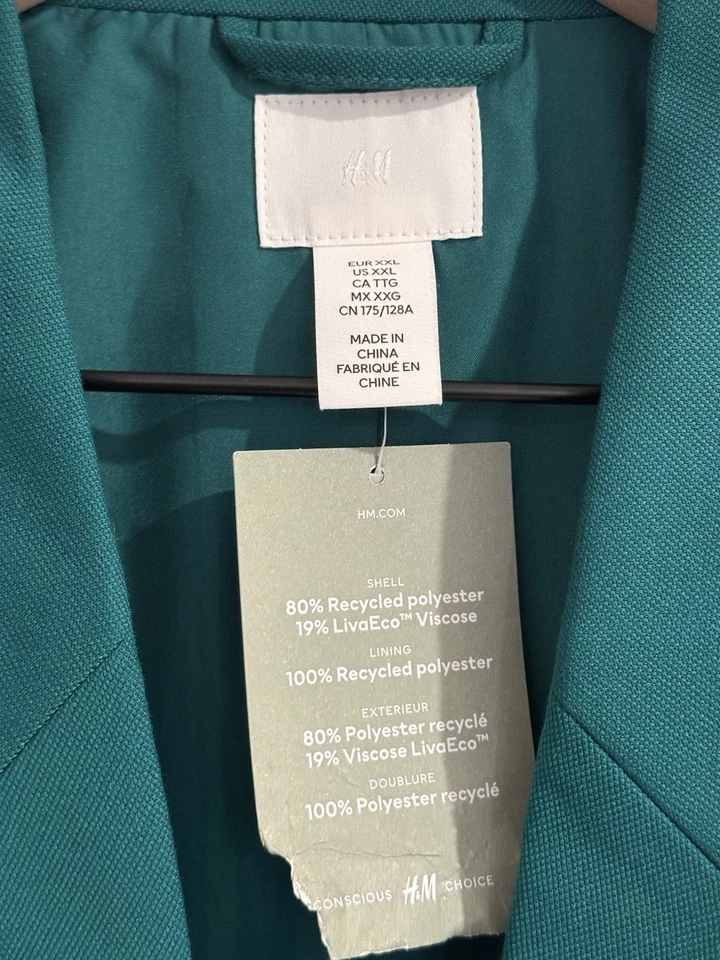 Blazer para mujer H&M verde talla XXL NUEVO CON ETIQUETAS Foto 2 de 3