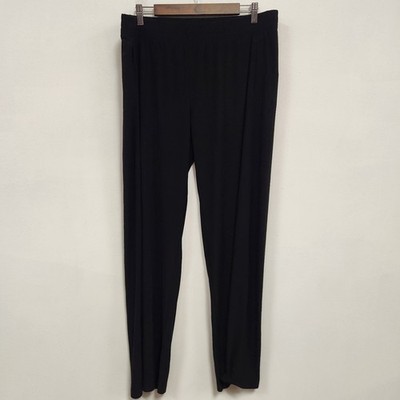 Norma Kamali Womens Pull On Wide Leg Pants Size L 36 Black Minimalist Stretch