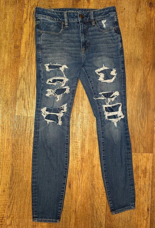 AMERICAN EAGLE WOMEN AE 360 NEXT LEVEL STRETCH HI RISE JEGGING JEANS 6 SHORT