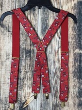 CAS Germany Sport Santa Claus Suspenders Braces Clip Tabs Vintage Christmas