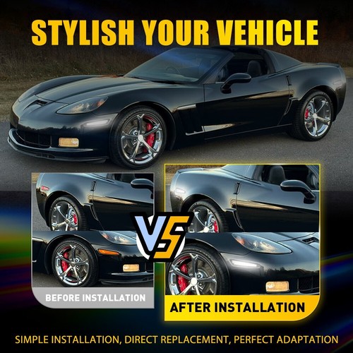 4X White LED Front Rear Side Marker Signal Lights For Chevy 05-13 Corvette C6 - Foto 6 di 15