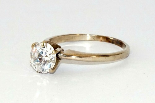 Vintage 14k White Gold Engagement Ring Sz.6.75 w. 1ct. Cubic Zirconia Accent (*) - Picture 2 of 10