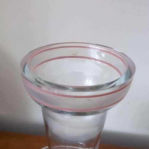 Vintage Mid Century Pink Striped Opaque Glass Decanter VGC 28cm Tall Inc Stopper - Picture 10 of 14