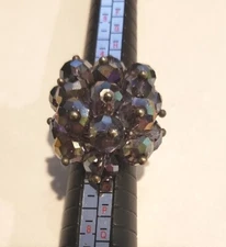 Crystals ring, adjustable size, smoky color